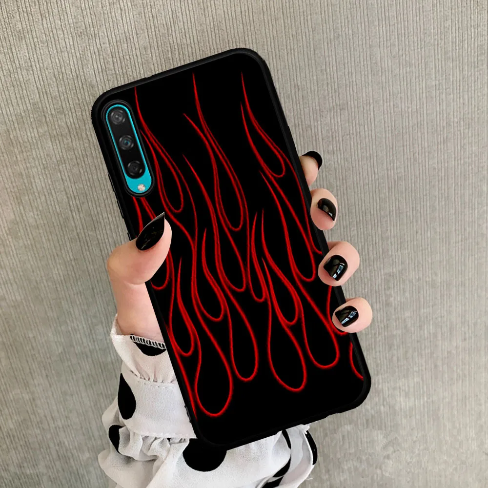 

Fashion Red Green Flame Phone Case Black TPU Cover For Huawei Huawei P10 P20 P30 P40 Lite Pro Mate 30 20 10 Lite Coque Fundas