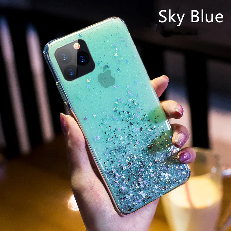 Блестящий чехол LOVECOM с блестками и звездами для iPhone 13 Pro 12 11 Max XR XS 6 7 8 Plus X