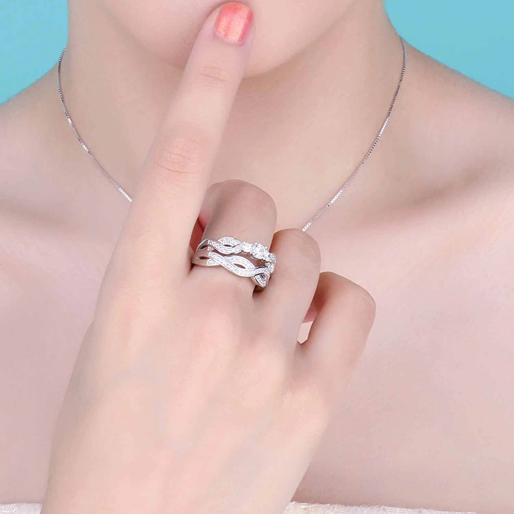 JewelryPalace Бесконечность 3 камня 1ct кубического циркония обещание обручальное Обручение кольцо свадебный 925 пробы серебро