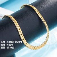 luxury gold plated 6mm full sideways chain necklace for women mens chain wedding necklace unisex jewelry accessories