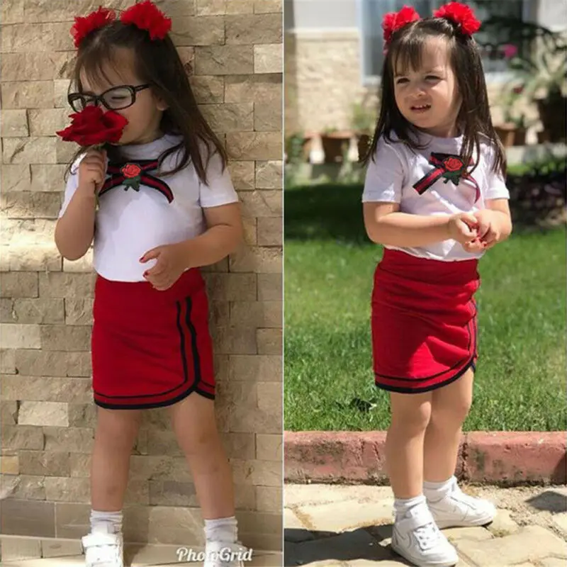 

Комплект одежды из 2 предметов для новорожденных мальчиков одежда для малышей, одежда для девочек, футболка одежда Топы + юбка платье для мал...