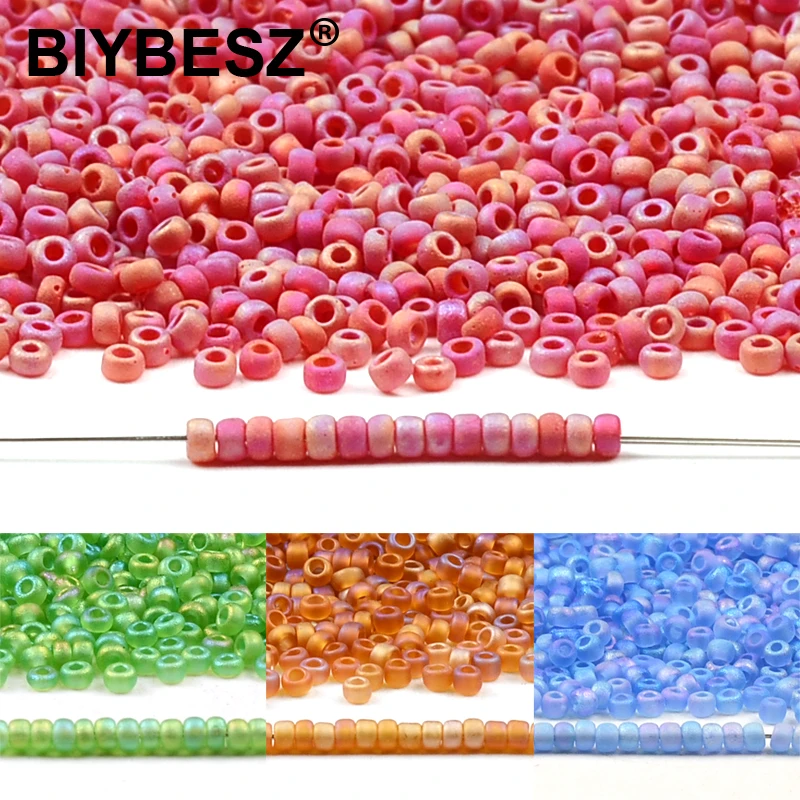 Матовые Подвески 2 мм красочные стеклянные бусины в форме семян круглые чешские