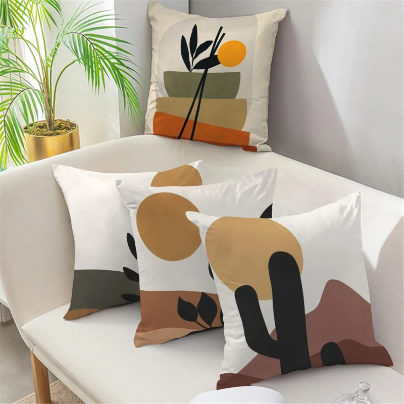 

Abstract Decorative Pillow Cases Plant Leaves Sun Print Throw Pillows For Living Room Sofa Cushion Cover Decorative Pillowcases
