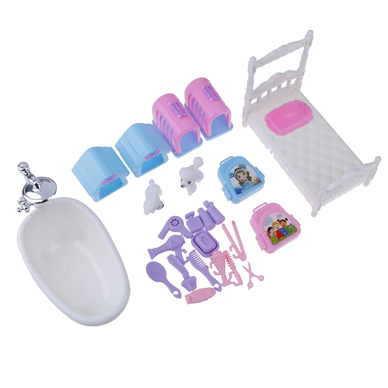 Миниатюрная пластиковая мебель для ванной комнаты набор кукольного домика DIY