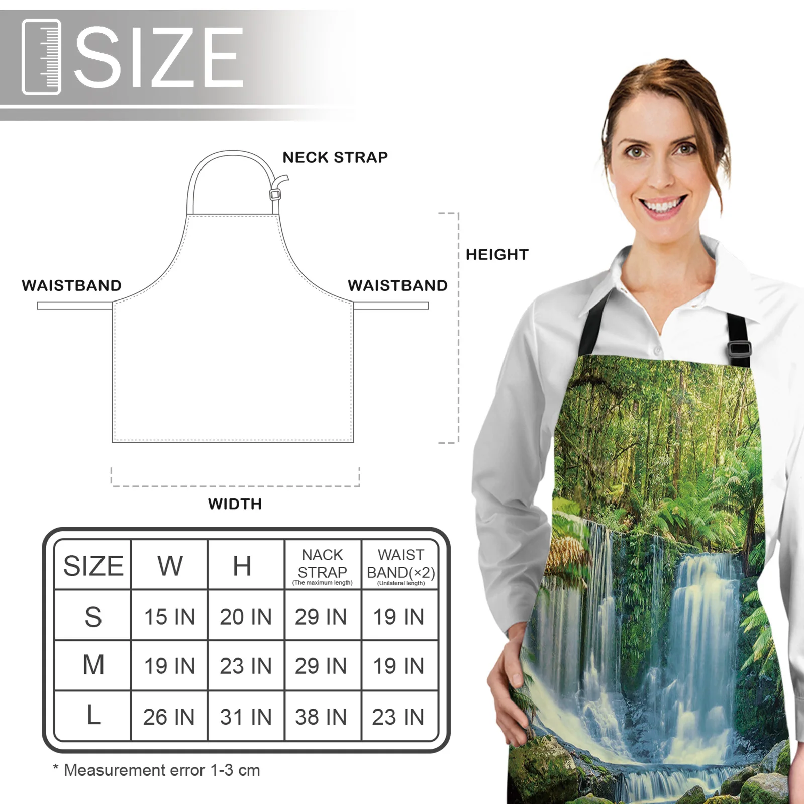 

Rainforest Scenic Waterfall Printed Kitchen Cooking Baking Aprons Canvas Sleeveless For Women Man Kids Home Delantal Cocina