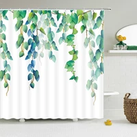 green plant leaves shower curtains bath curtain bathroom 3d printed fresh waterproof polyester cloth with hooks home decor mat