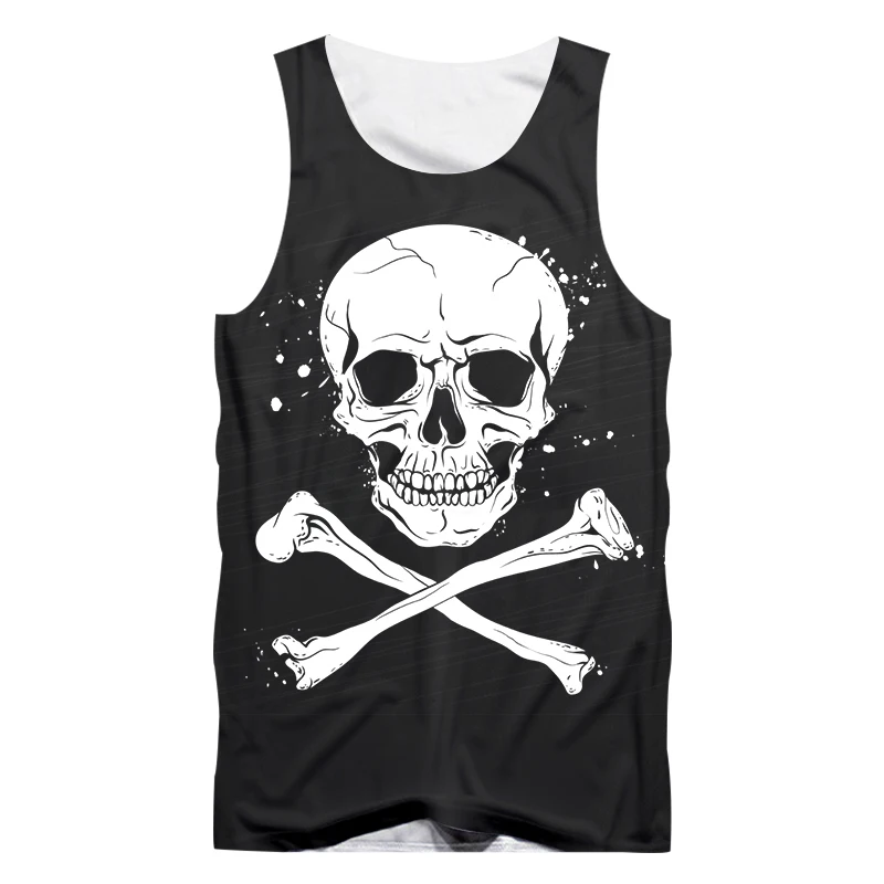 

Black Tank Top Women/men's Cool Print Skeleton Bone 3d Vest Sleeveless Undershirts Baseball Jerseys Homme Hiphop Streetwear