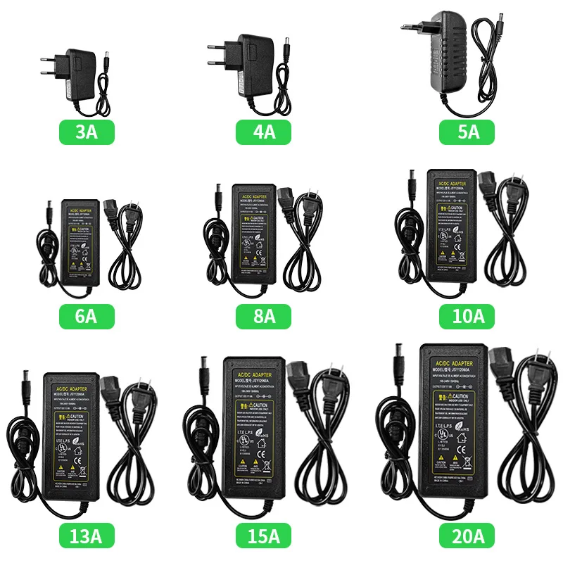 DC12V светодиодный Мощность адаптер 3A 20A светильник ing трансформаторы AC100 240V к DC