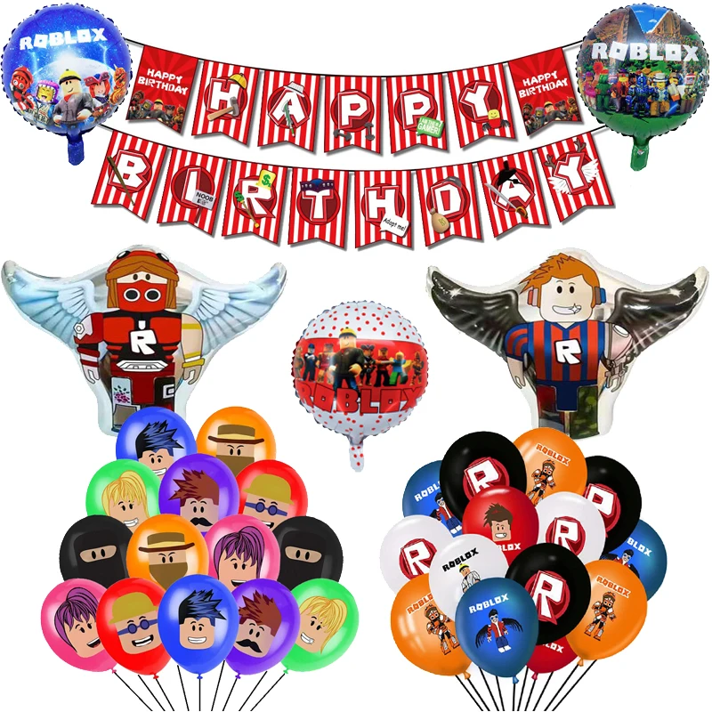 Розовые воздушные шары Robloxs для девочек и мальчиков баннер на день рождения