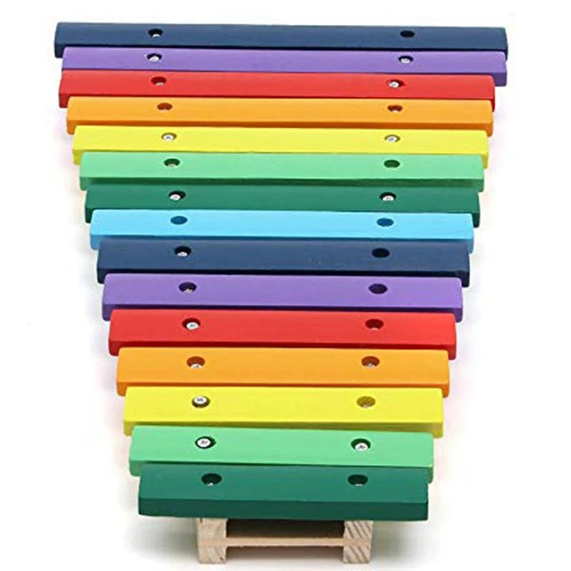15 тонов цветной деревянный гликофон ксилофон обучающий музыкальный инструмент