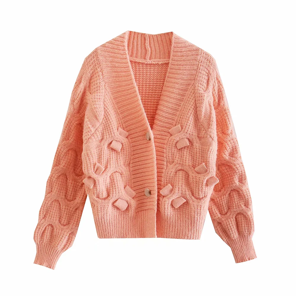 

XEASY 2021 New Autumn Women Y2K Vintage Solid Butterfly Sweater Girl Sweet Cute Cardigan Female Fashion V Neck Chic Top