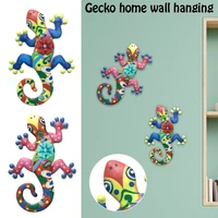 2pcs rustproof iron gecko wall art decor inspirational sculpture hang indoor outdoor for home bedroom living room office garden