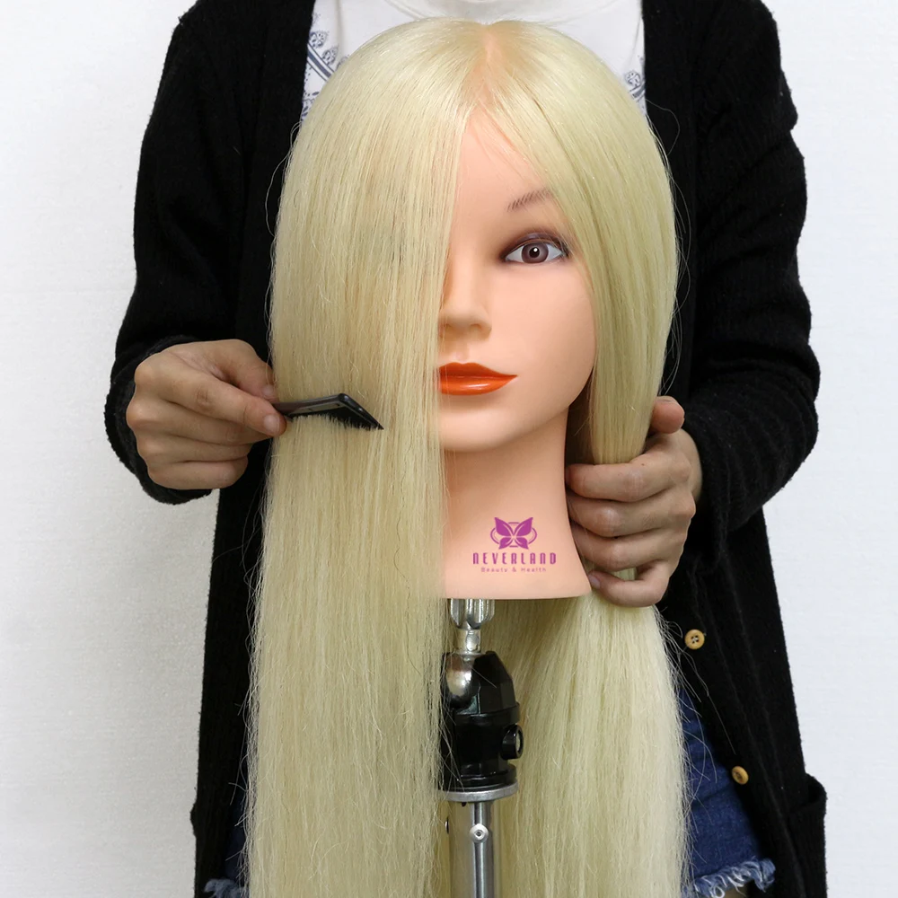 Манекен для тренировки волос 613 # белый блондин 90% голова манекена животных 26