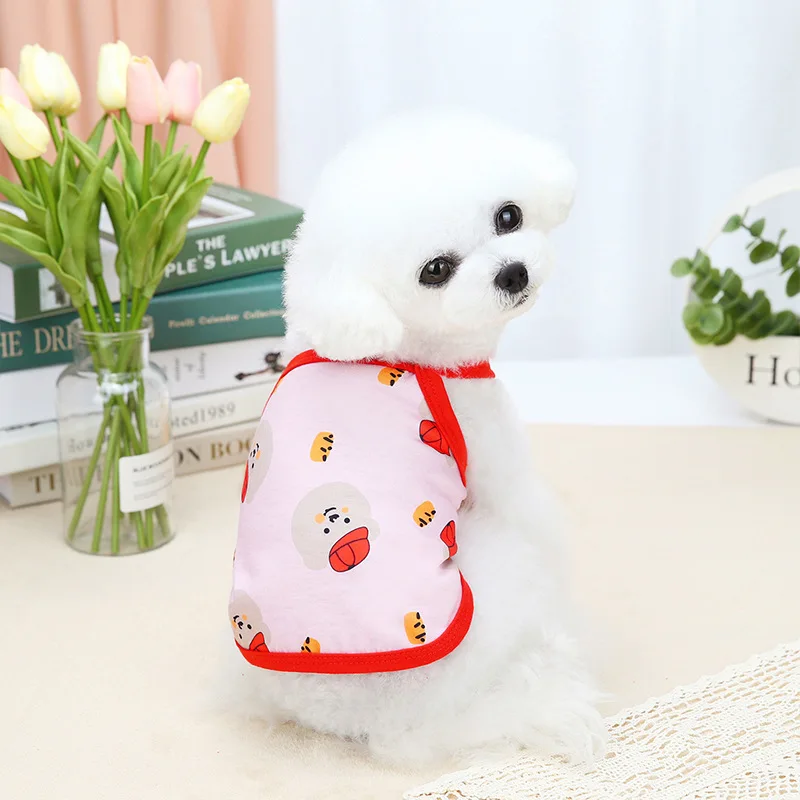 

Summer Cute Red Riding Hood Bear Sling For Dog Vest Sleeveless Two Legged Clothes Pet Clothing Sling Dog Vest Funny Puppy Shirt