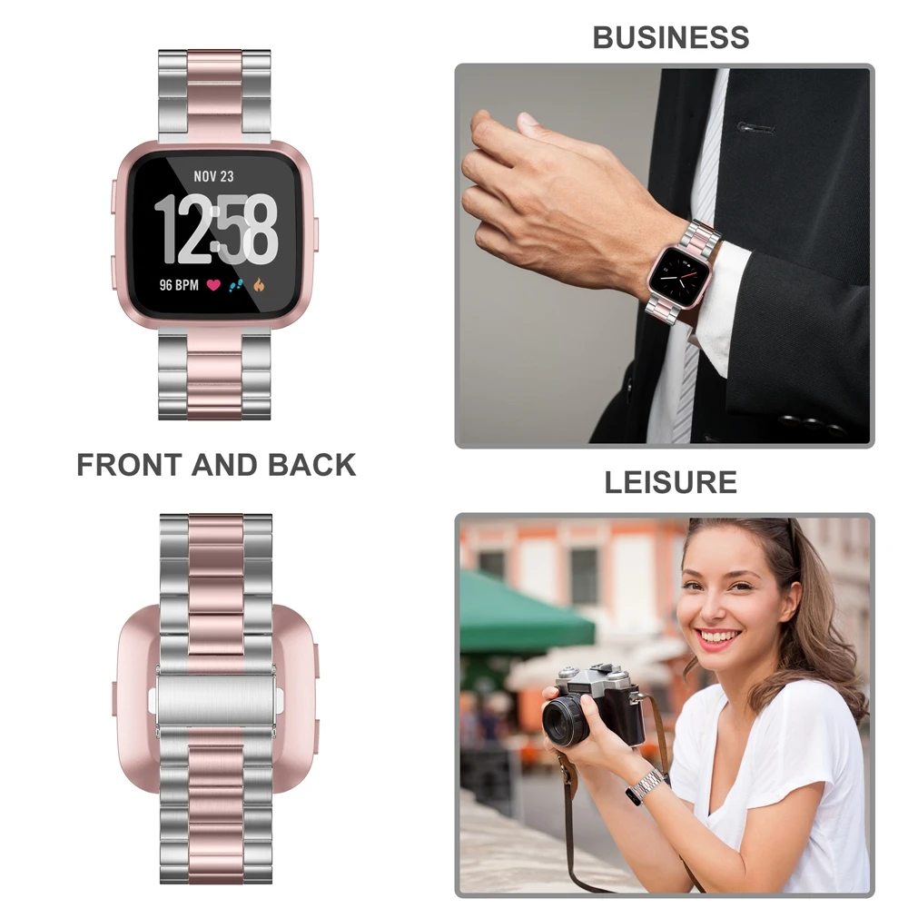 Металлический ремешок для Fitbit Φ из нержавеющей стали браслетов Versa Сменные