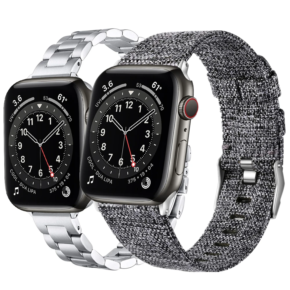 

Ремешок для apple watch se band 40 мм 44 мм series 6 5 4, нейлоновый браслет и тонкий браслет из нержавеющей стали для iwatch 3 38 мм 42 мм, 2 шт.