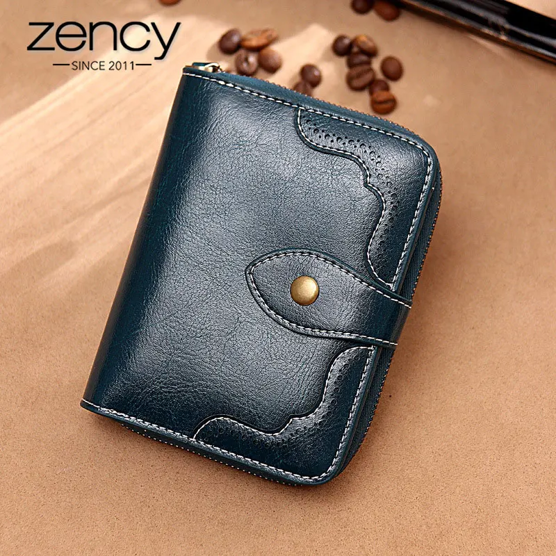 Женский короткий кошелек Zency коричневый клатч из 100% натуральной кожи с