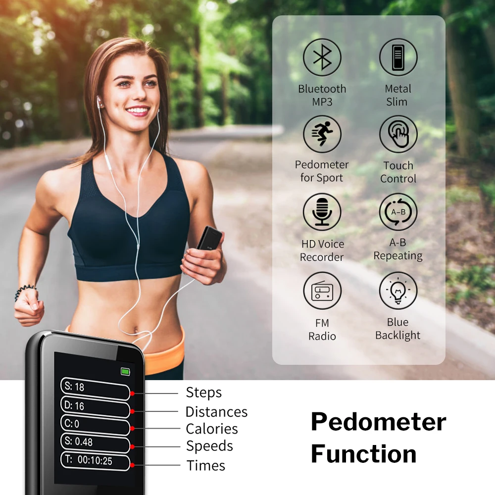 Металлический MP3 плеер Deelife Bluetooth спортивный встроенный 8 Гб флеш-память динамик