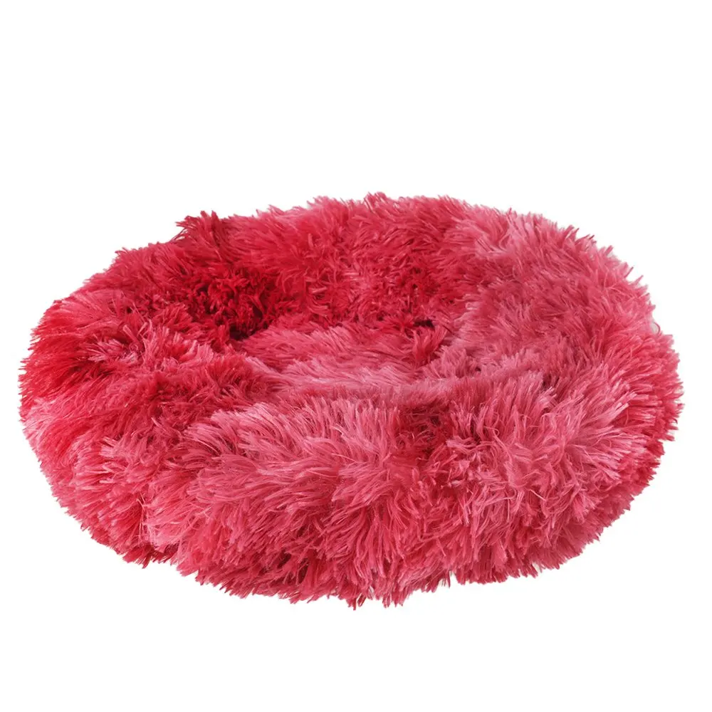 

Donut Pet Dog Cat Calming Sleeping Bed Ultra Warm Soft Long Plush Big Round Nest 23.6"(60cm)