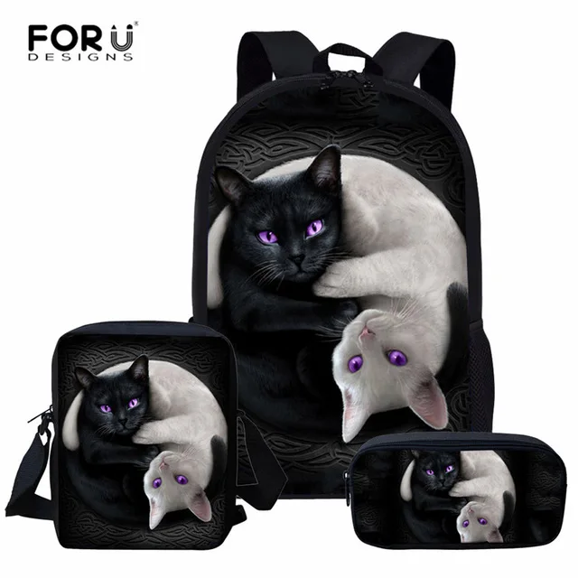 FORUDESIGNS/Очаровательные школьные сумки с котенком и кошкой для девочек-подростков; рюкзак для студентов; Kawaii; фиолетовый рюкзак; Mochila; Новинка года - Цвет: L5070CEK