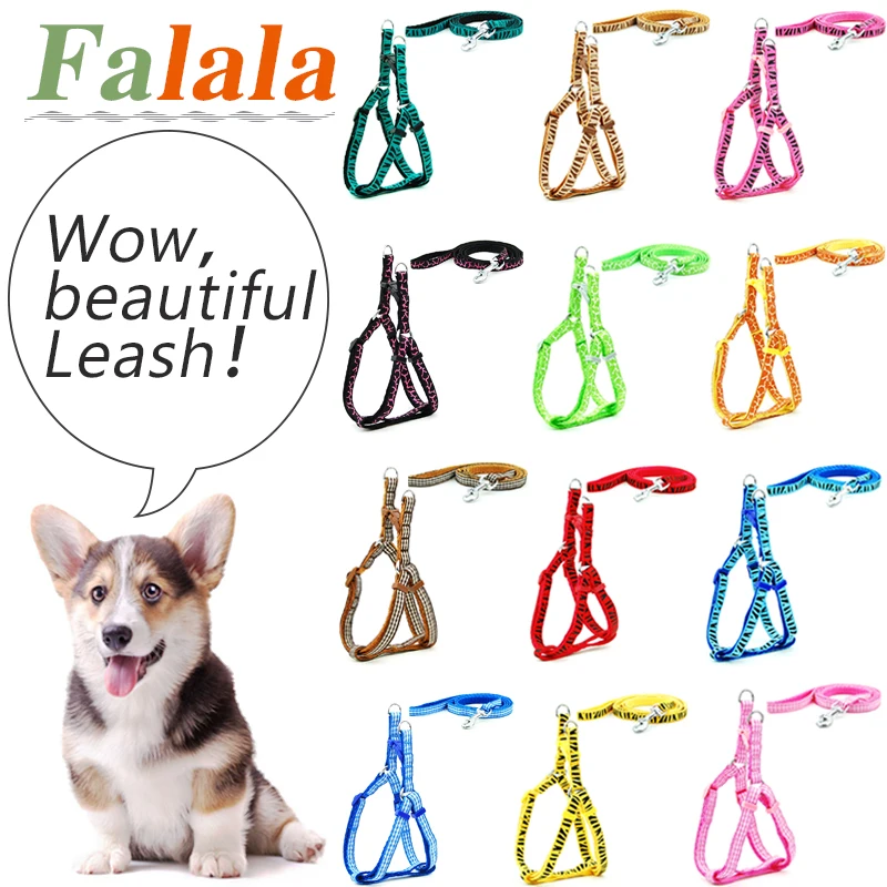 Pet Dog Spring Cute Printing Leash Fashion for Puppy Chihuahua Bulldog Harness Small Dogs Walking Design Harness And Leash Set