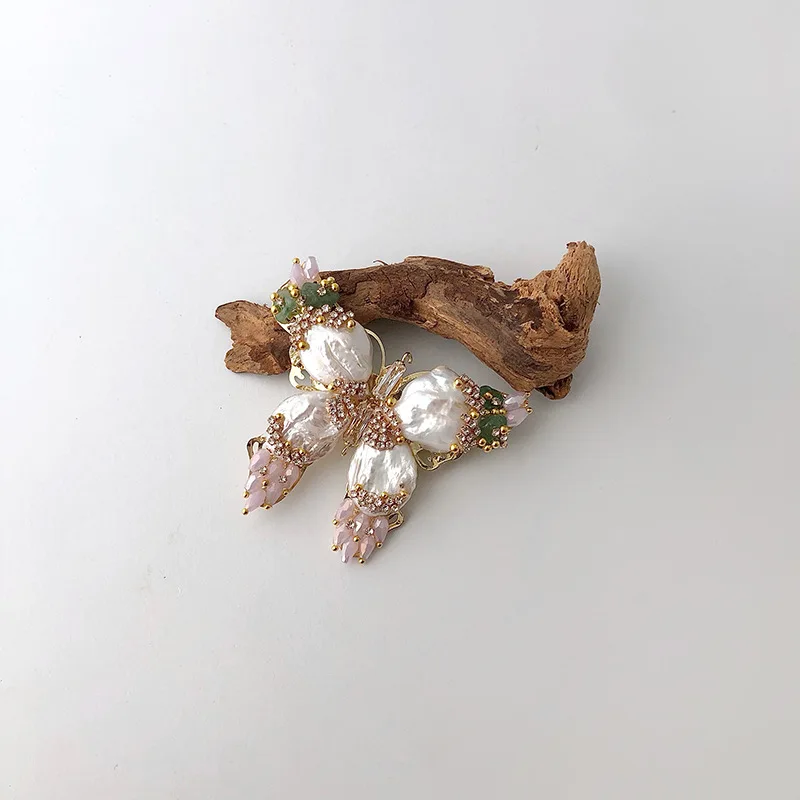 Брошь в форме бабочки с жемчугом южнокорейском стиле | Украшения и аксессуары