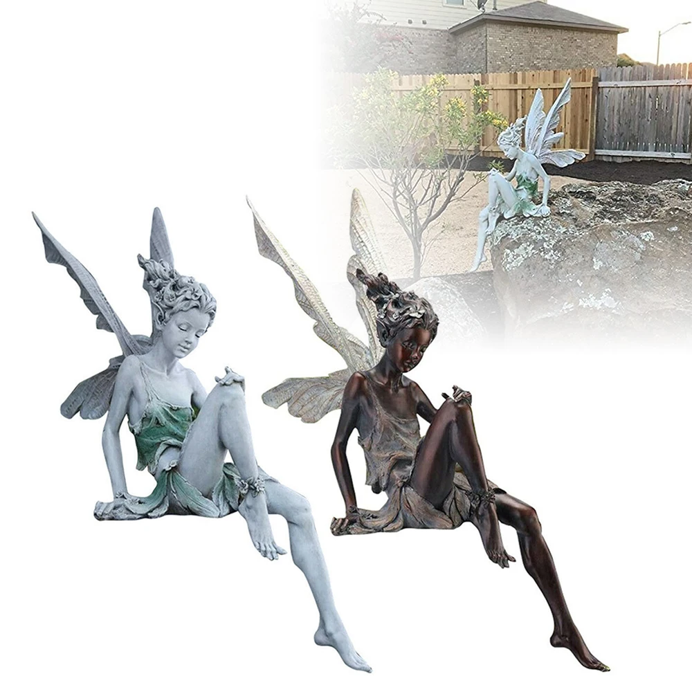 

Tudor And Turek Sitting Fairy Statue Garden Ornament Resin Craft Landscaping Yard Decoration Fairy Tale Statue Home Decoration