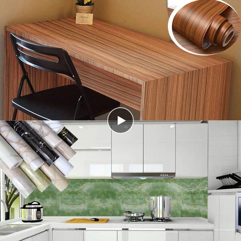 

2021 Stickers Wall Stickers Kitchen Home Decor Classic Wood Grain Marble PVC Waterproof Oil-proof Self Adhesive DIY Furniture