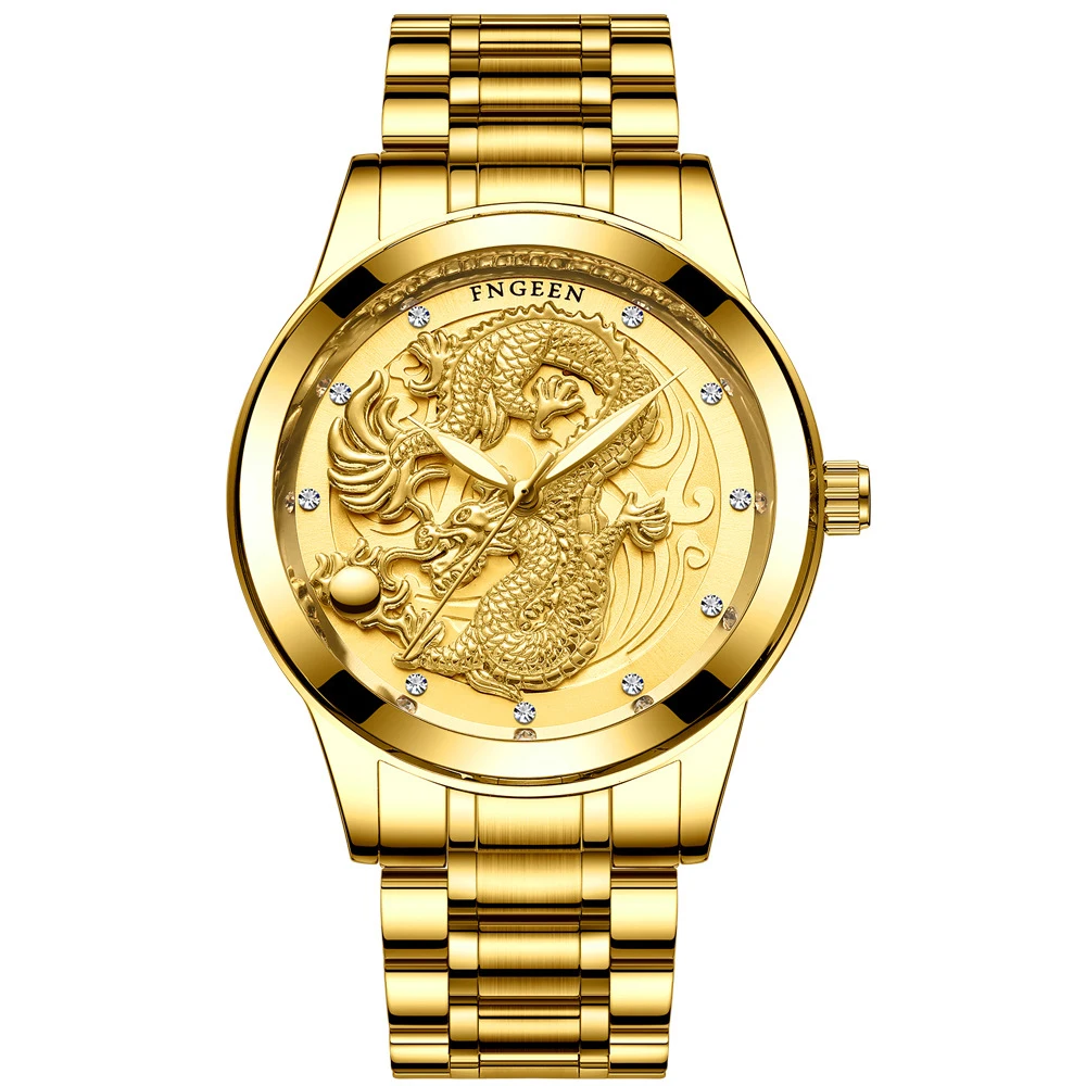 Couple Watches for Lovers Top Brand Luxury Gold Dragon Watches Steel Waterproof Quartz Wrist Watches Clock Hodinky Men's Watch