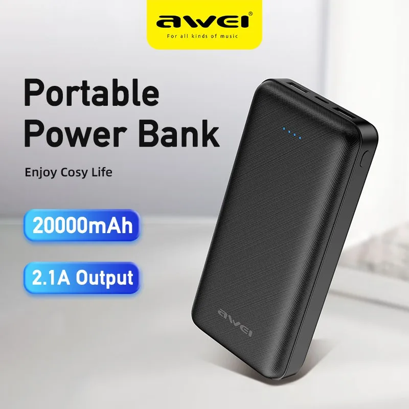 AWEI P47K 20000mAh порт способный внешний аккумулятор для мобильного телефона быстрая