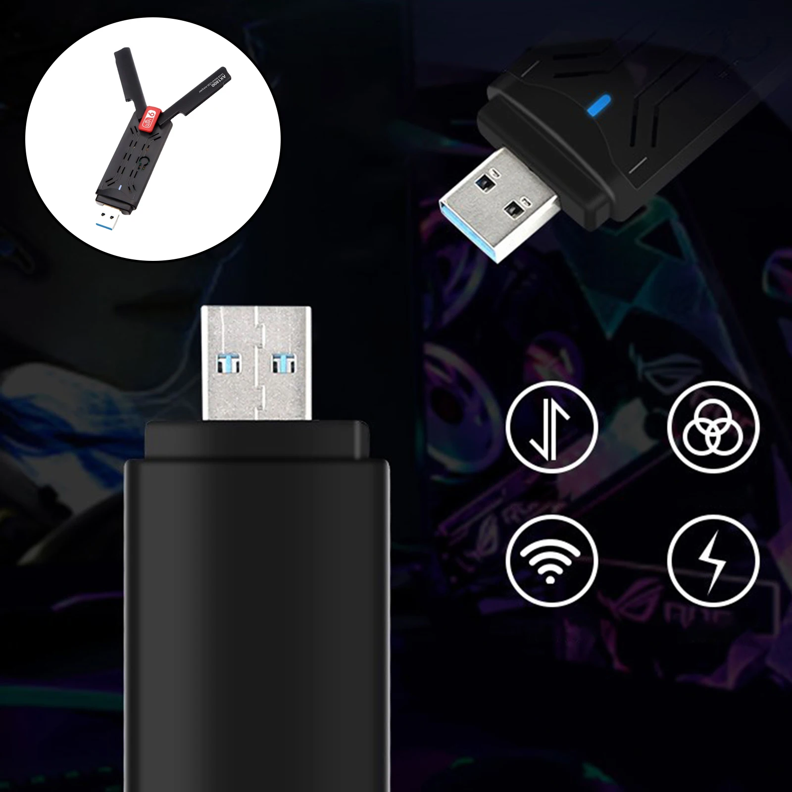 1800 Мбит/с WiFi 6 сетевая карта 2 4G 573 5 RTL8832AU USB3.0 складной ресивер 11AX двухдиапазонный