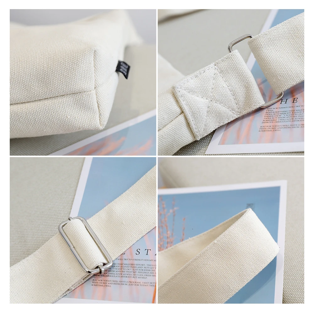 Женская холщовая сумка мессенджер TTOU однотонная Повседневная через плечо в