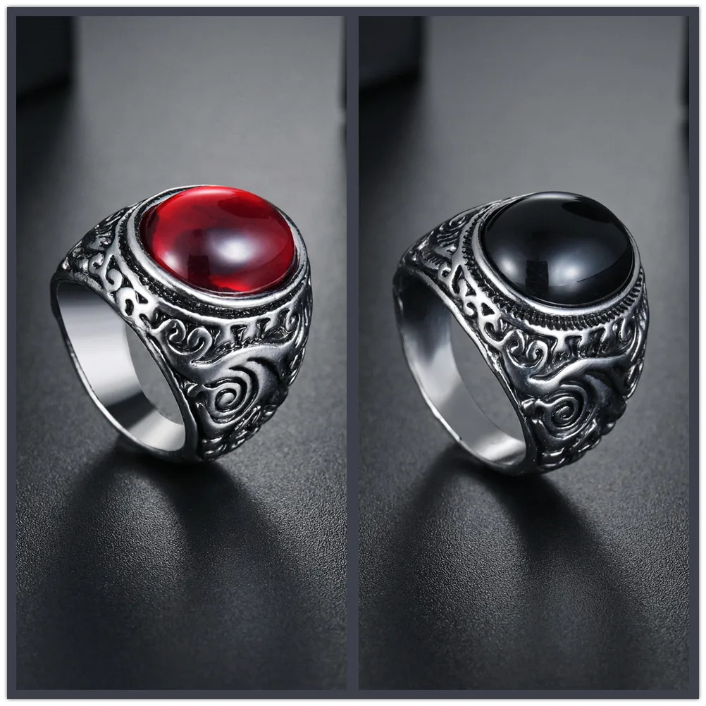

Броги в винтажном стиле черный, Красный кольцо с драгоценным камнем для женщин обручальные кольца Свадебная вечеринка ювелирные изделия из...
