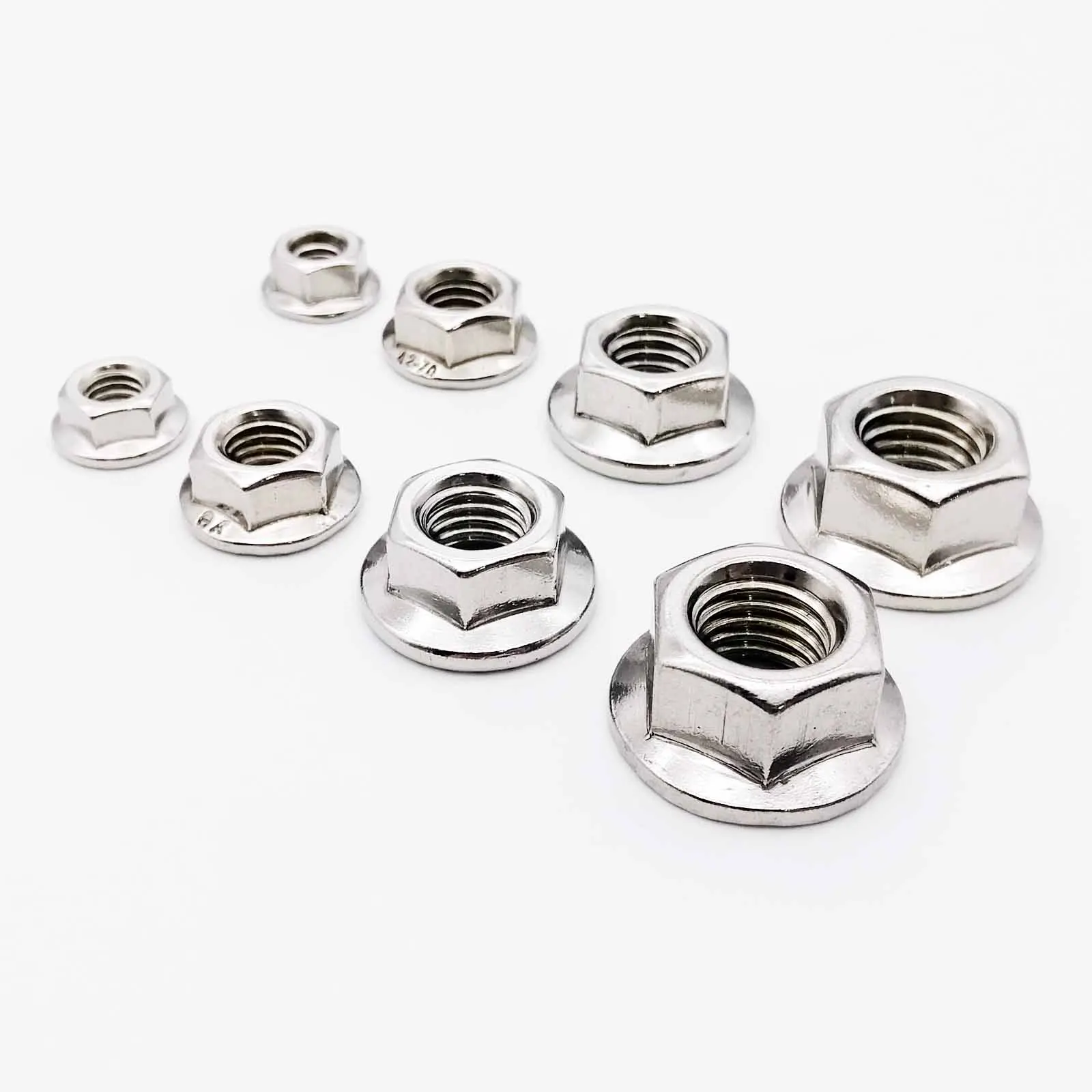 

2/25pcs M3 M4 M5 M6 M8 M10 M12 Stainless Steel Metric Threaded Hexagon Hex Head Serrated Spinlock Flange Nut Locknut DIN6923