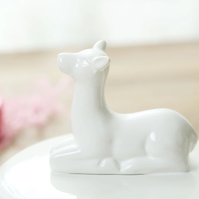 

European creative wedding gift box white porcelain animal candy jar dried fruit snack storage jar