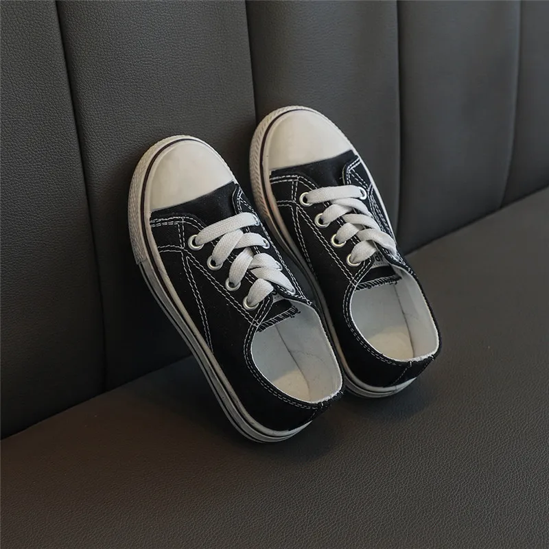 Туфли парусиновые на шнуровке для мальчиков и девочек классические кроссовки