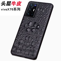 in stock luxury new genuine leather luxury 3d crocodile head phone case for vivo x70 pro plus cover cases