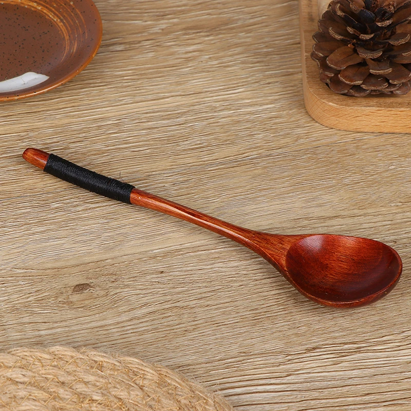 

1pcs/6pcs Natural Wooden Spoon Tableware Spoon Anti-scald Tea Coffee Stirring Spoons Long Handle Spoon Kitchen Utensil Tool