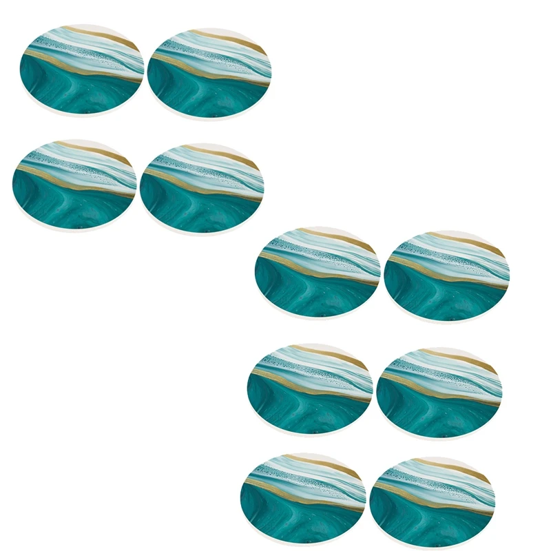 

Круглые подставки с мраморным узором, набор подставок из абсорбирующего камня с керамическим камнем и пробковой основой для различных чаше...