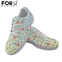 forudesigns flats lace up ladies shoes cartoon medical equipment pattern super light shoes for women mesh sneaker shoes mujer