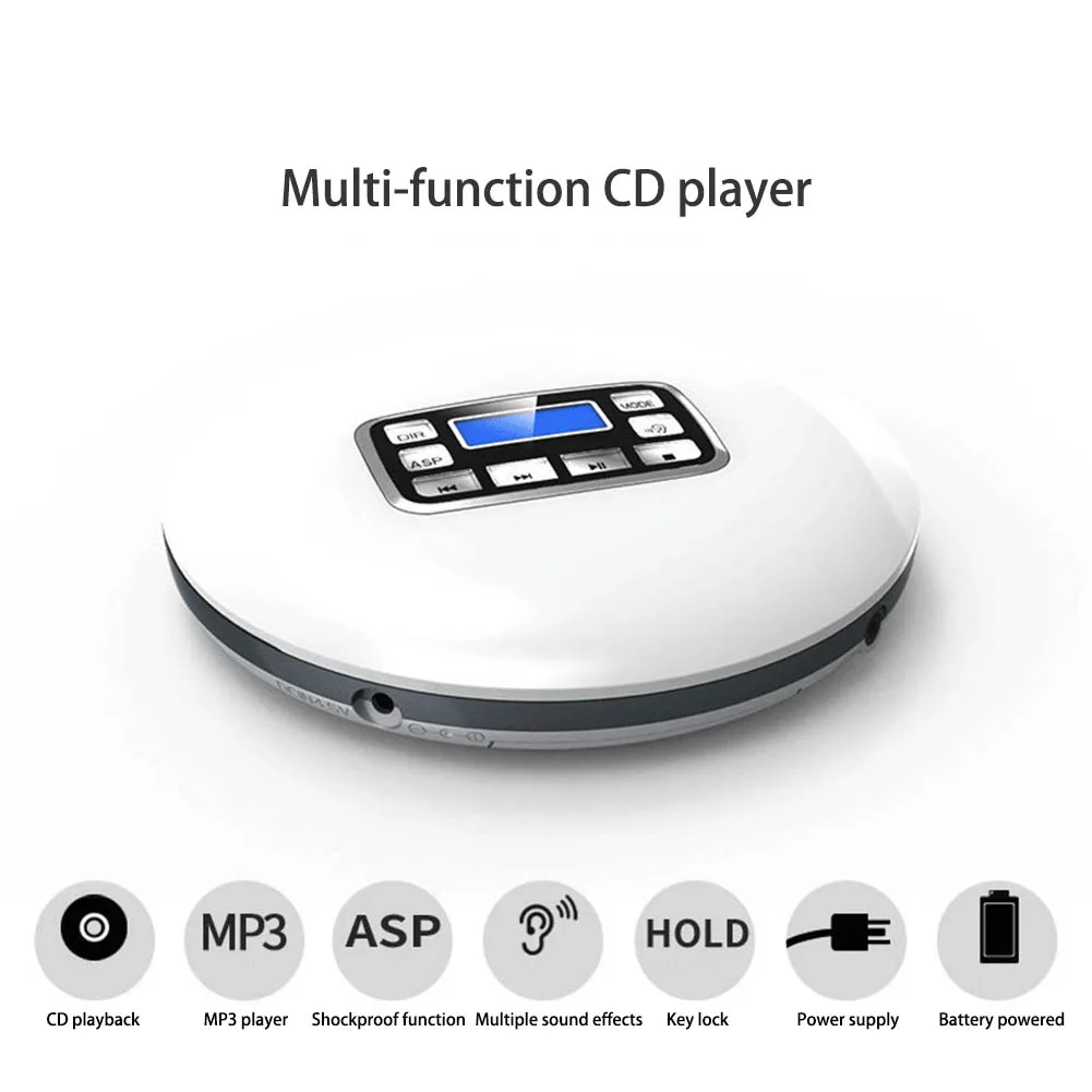 Портативный CD и MP3-плеер, компактный дискман с наушниками, Walkman для детей с защитой от проскальзывания для CD, MP3, CD-R, CD