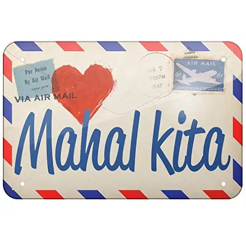 

Tin Sign New Aluminum Metal I Love You Filipino Love Letter from The Philippines Retro 11.8 x 7.8 Inch