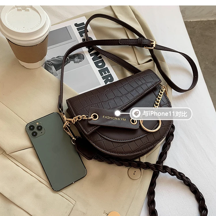 

Crocodile Pattern Saddle Bag Women Crossbody Bags Fashion Alligator Women's Designer Handbag Vintage Shoulder Messenger Bag 2021
