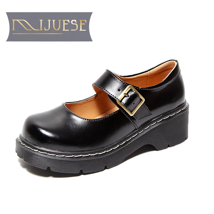 

Туфли MLJUFEE на высоком каблуке, туфли-лодочки черного цвета с круглым носком и ремешком с пряжкой, осень-весна 2021