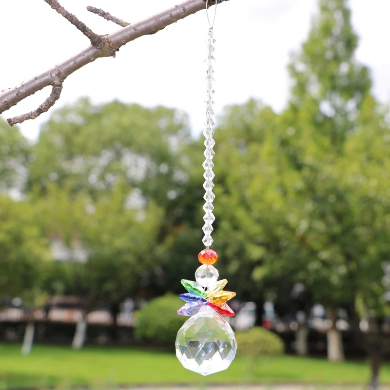 1 шт. подвесная Хрустальная подвеска с прозрачным шариком призмы Радужная