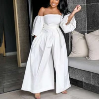 elegant white jumpsuits for womens high waisted off the shoulder wide leg pants fashion causal evening night party rompers new