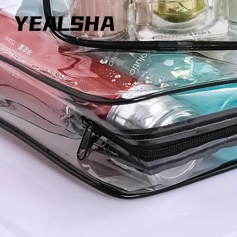 

Waterproof Transparent PVC Bath Cosmetic Bag Women Make Up Case Travel Zipper Makeup Beauty Wash Organizer Toiletry Storage Kit