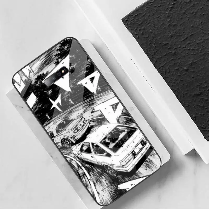 

Cartoon initial d JDM Drift Phone Case Tempered glass For Samsung S6 S7 edge S8 S9 S10 e plus note8 9 10 pro