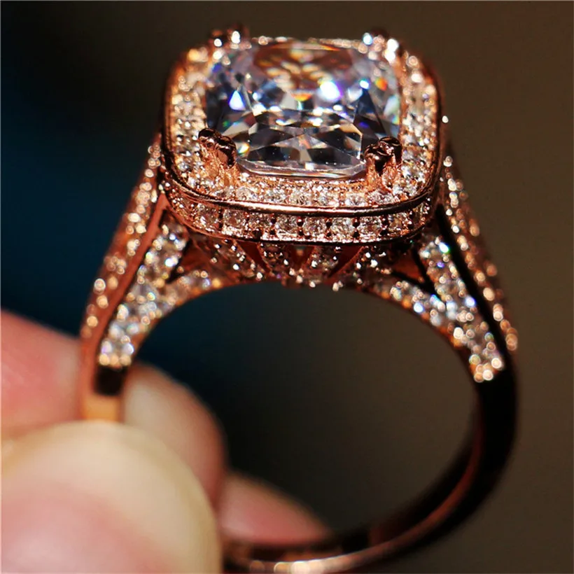 Роскошные ювелирные изделия 925 серебро и розовое золото обручальные кольца для