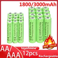 12 pcs aa 3000mah 12 pcs aaa 1800mah ni mh rechargeable batteries green